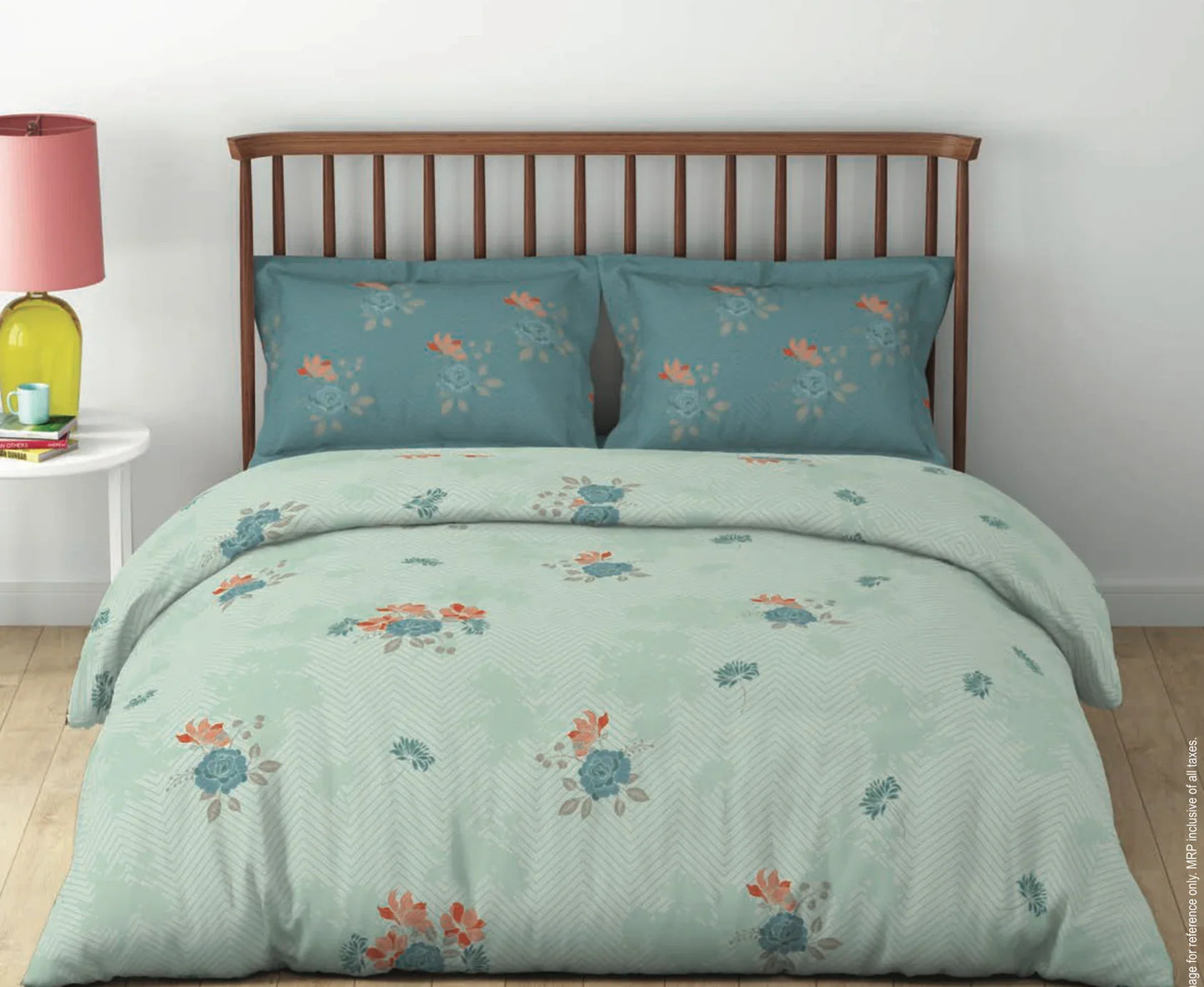 aqua bloom reversible bedsheet set