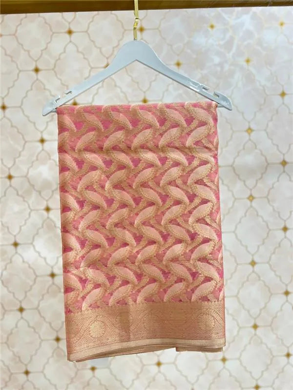 banarasi kota saree with leaf motif and zari border