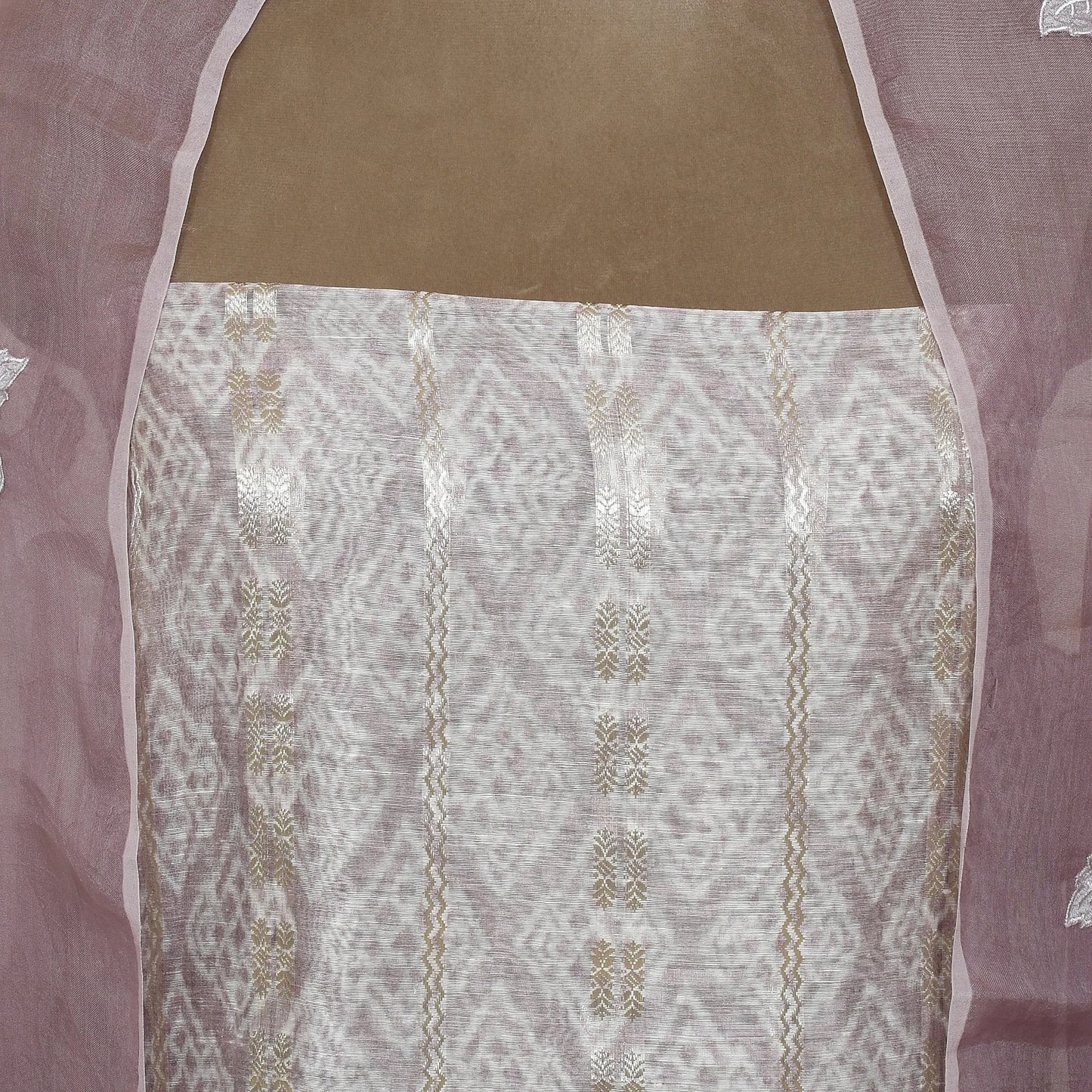 Elegant Pink Silk Linen Suit with Embroidered Dupatta