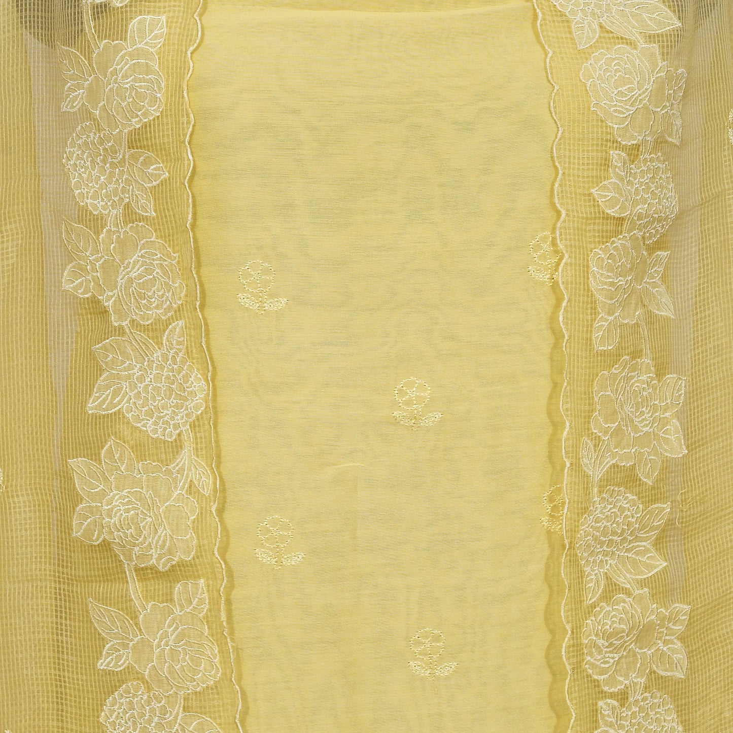 Yellow Mul Chanderi Cotton Suit Set