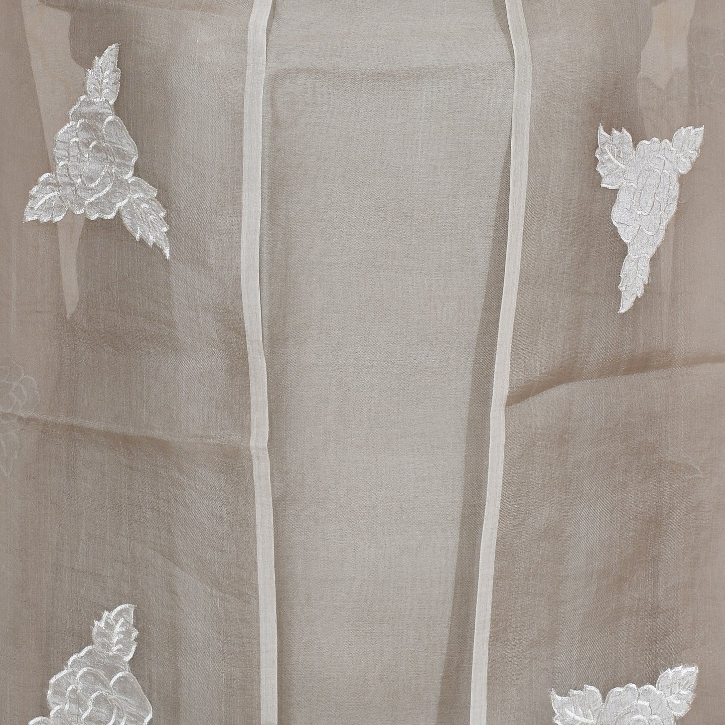 Pink Mul Cotton Unsticthed Suit Organza Applique Dupatta