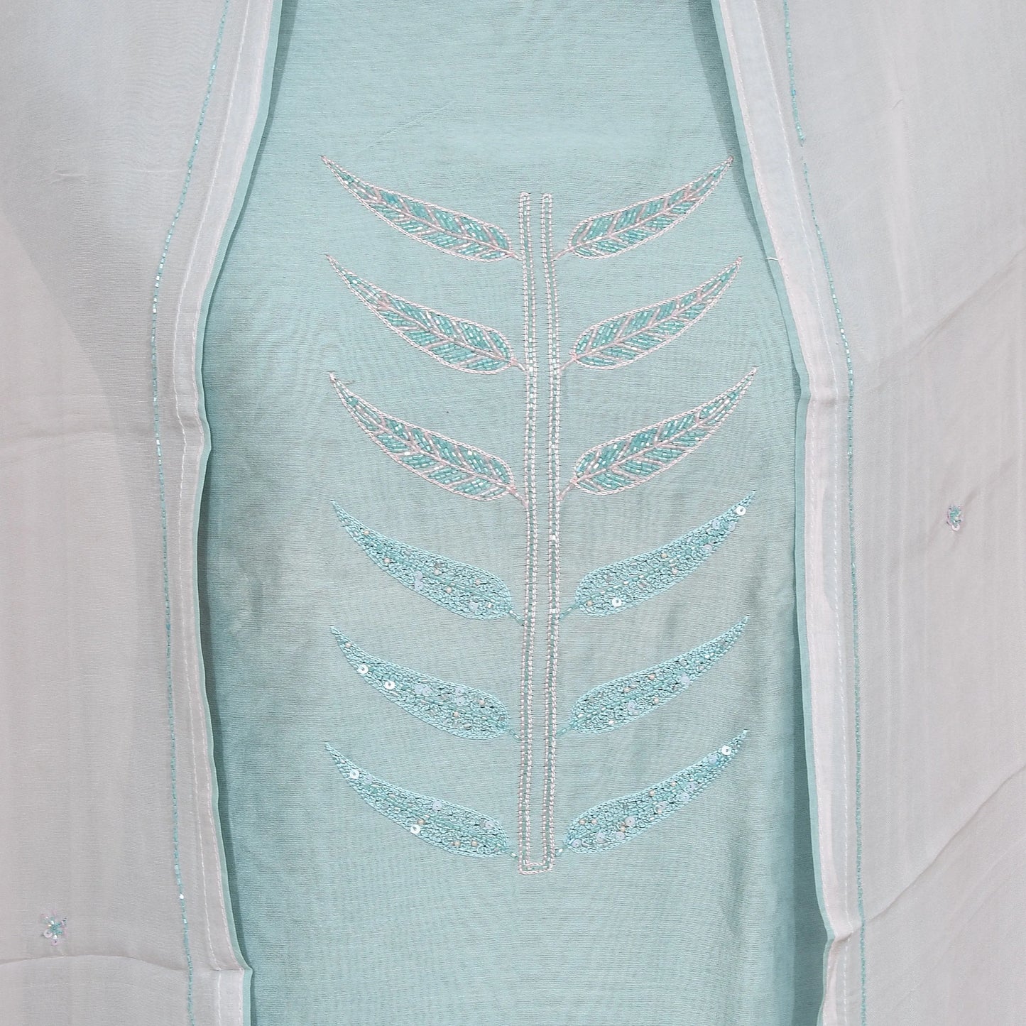 Pastel Blue Unstitched Chanderi Suit with Dupatta