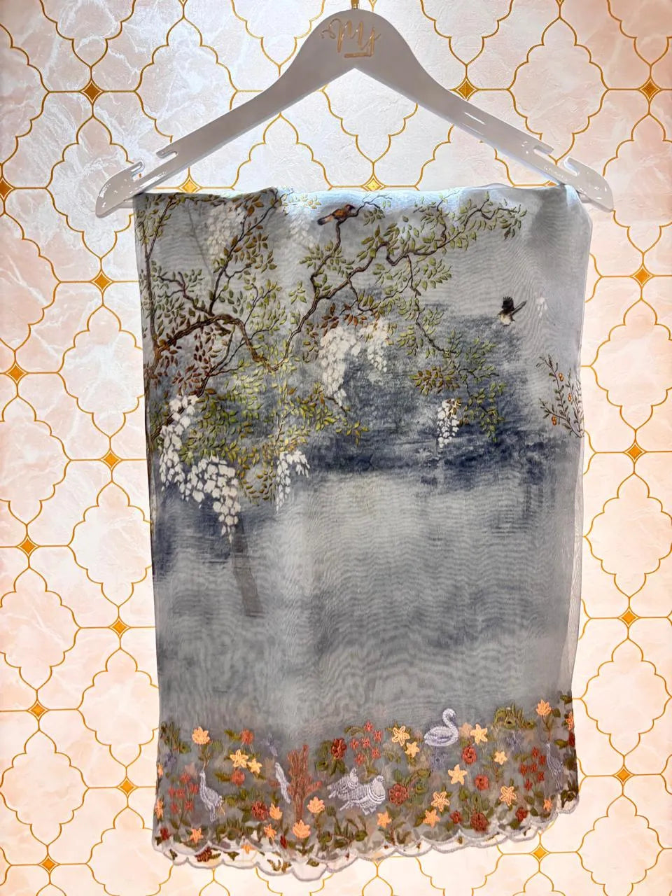 forest bloom organza saree