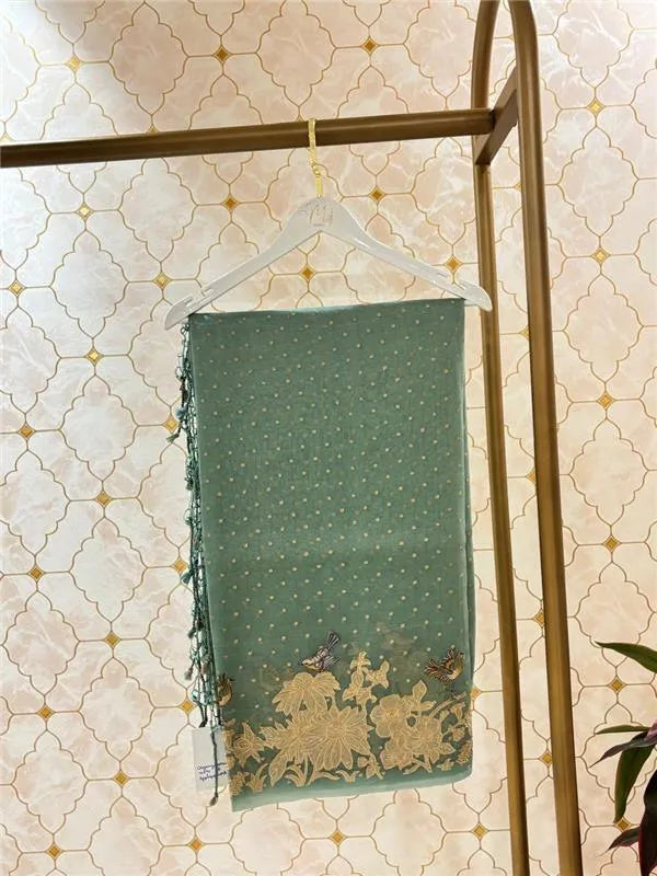 Organza Saree with Applique Work