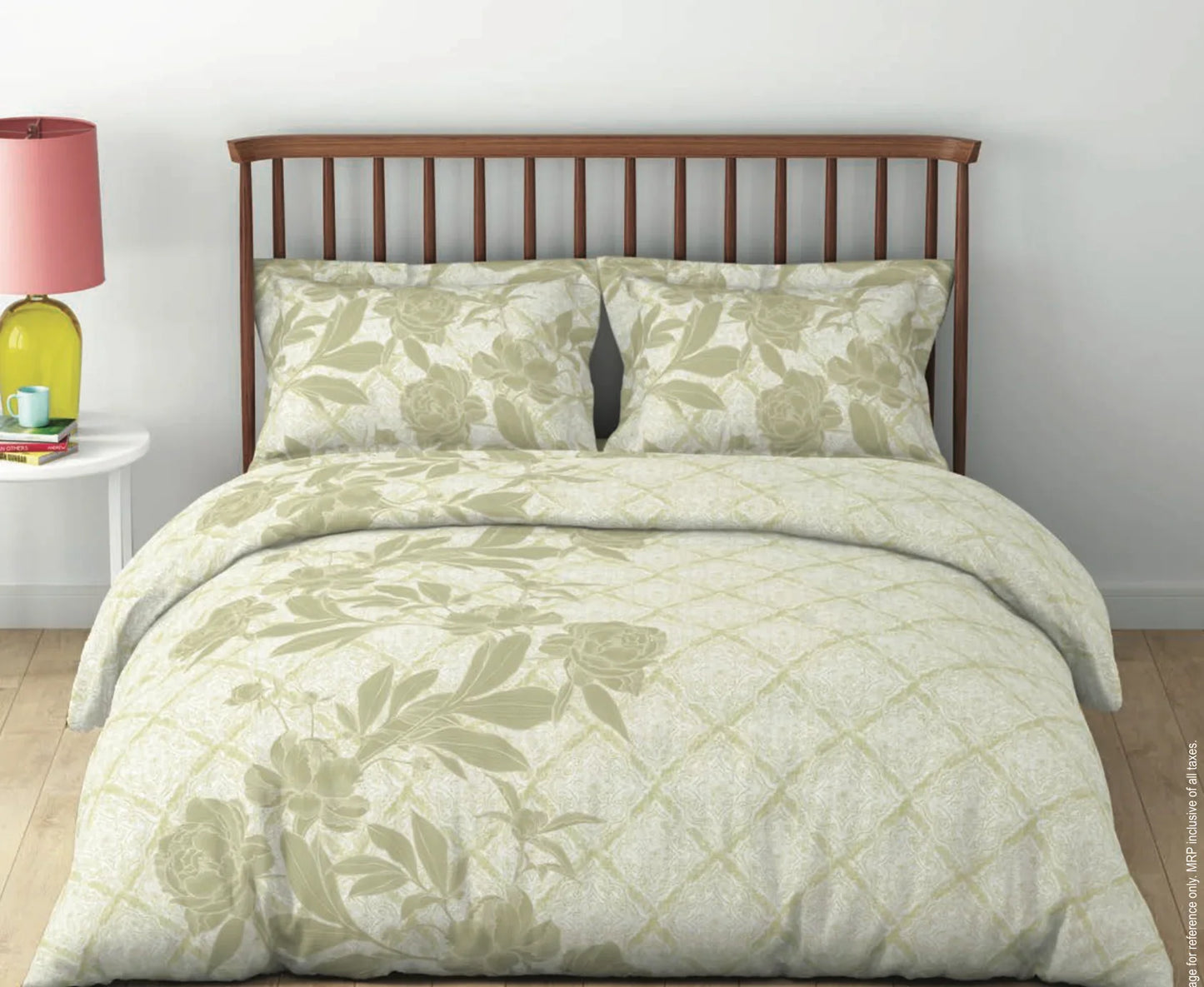 soft green floral bedsheet set