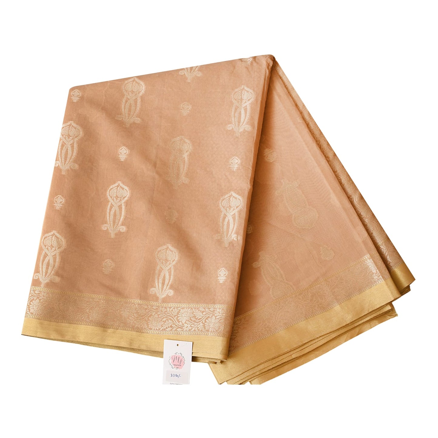 Dark Beige Jacquard Banarasi Cotton Saree