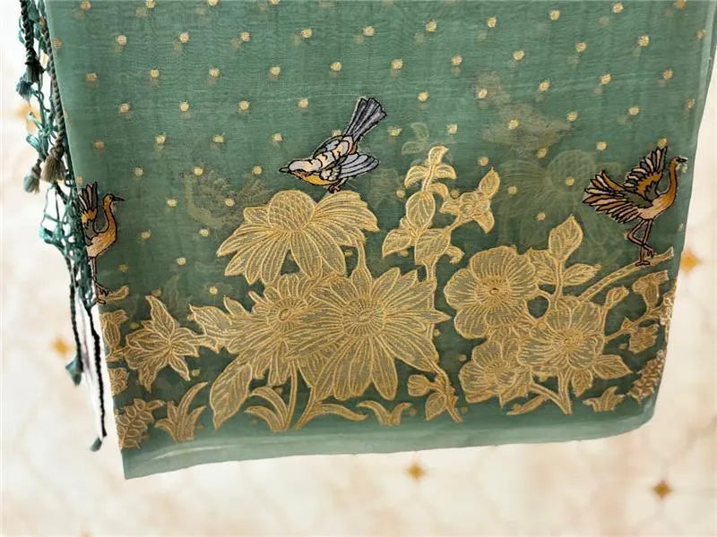 Organza Saree with Applique Work