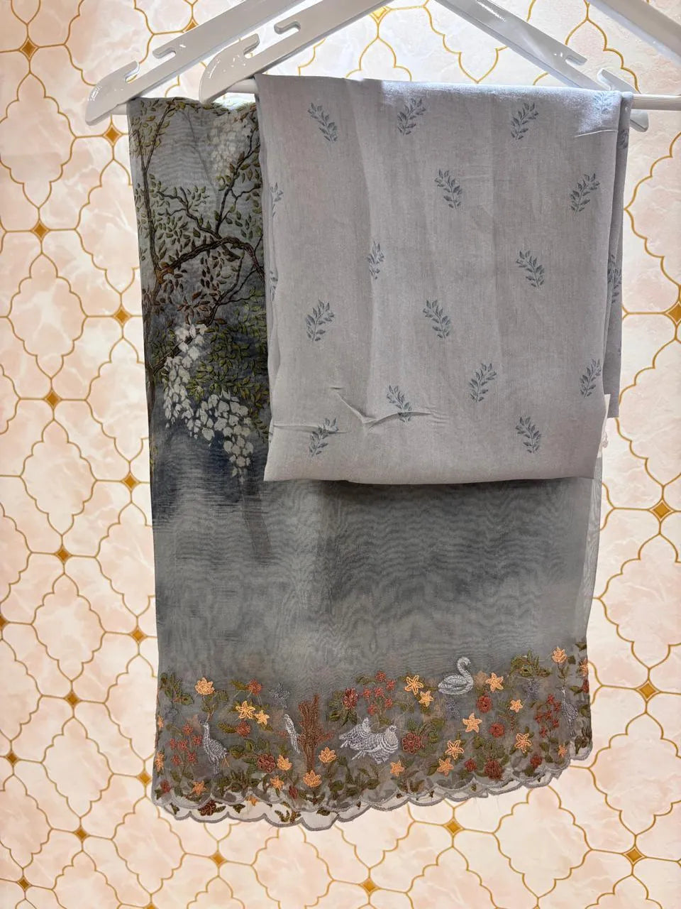 Forest Bloom Organza Saree
