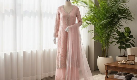 Pink Organza Suit – Where Timeless Charm Meets Modern Sophistication