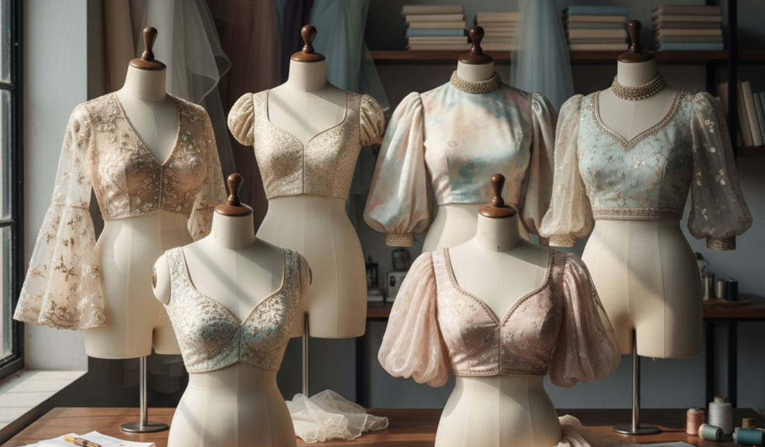 Organza Saree Blouse Designs: Boat Neck Embroidered & More