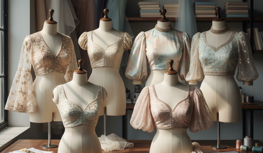 Organza Saree Blouse Designs: Boat Neck Embroidered & More