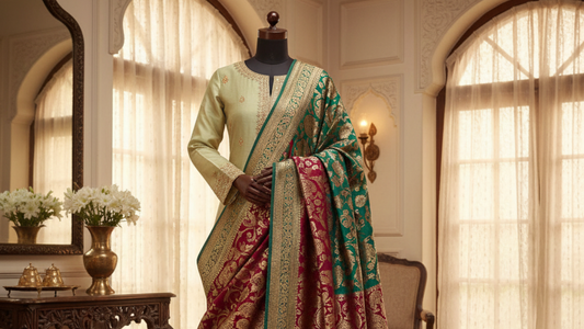 Banarasi Dupatta with Chanderi Suit: Styling Ideas for Weddings & Festive Looks