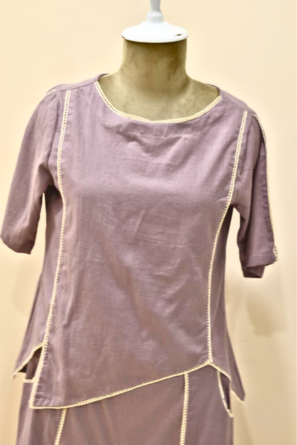 Lavender Lace Plain Cotton Co-Ord Set