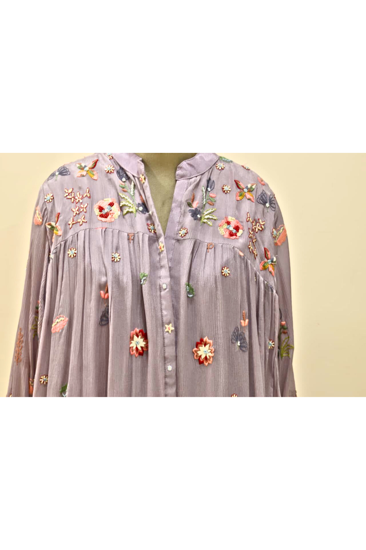 Lavender Embroidery Work Cotton Co - Ord Set