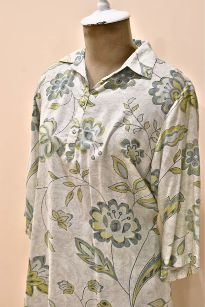 White Floral Print Cotton Co-Ord Set