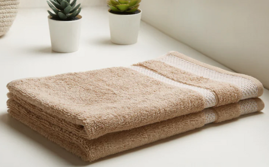 beige cotton bath towel