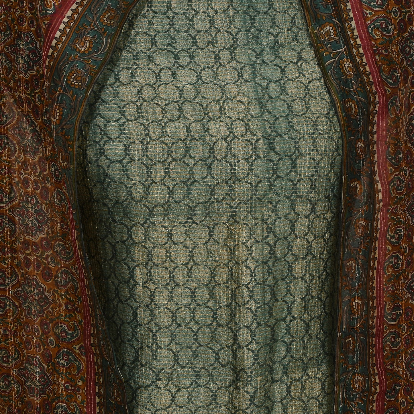 Dark Green Chanderi Unstitched Suit With Dupatta