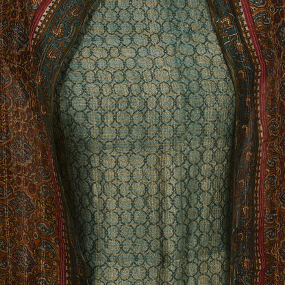 Dark Green Chanderi Unstitched Suit With Dupatta