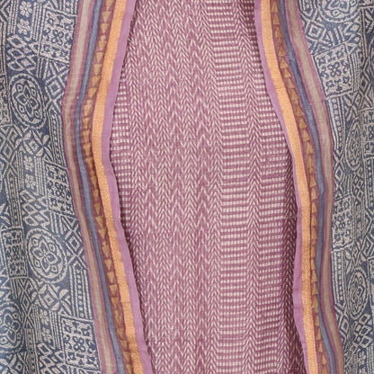 Pink & Blue Mul Cotton Unstitched Suit With Digital Printed Dupatta