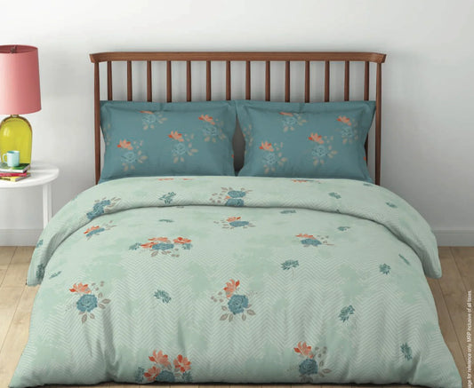 aqua bloom reversible bedsheet set