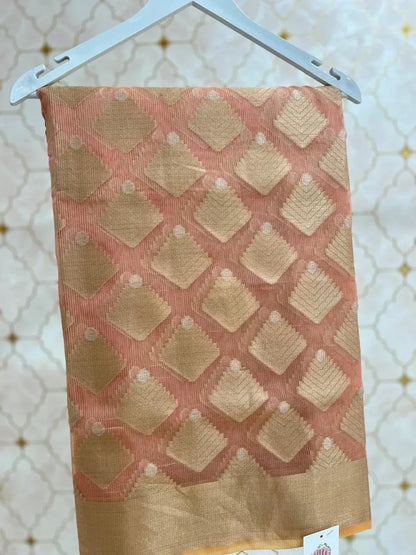 banarasi kota saree with zari blouse