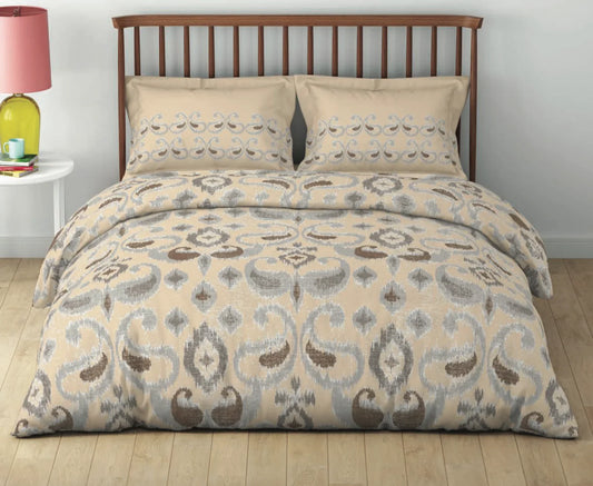 beige print bedsheet set