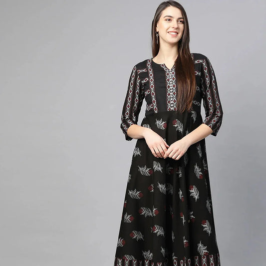 black printed georgette anarkali suit