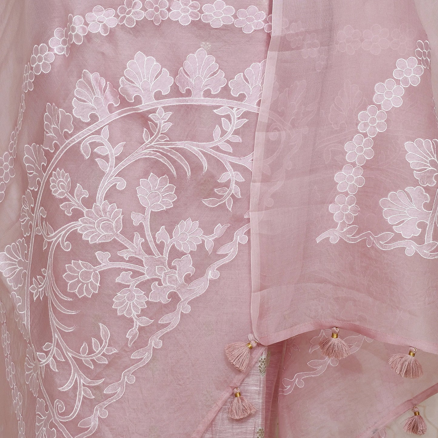 Blush Pink Silk Linen Suit with Subtle Embroidery