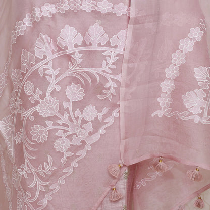Blush Pink Silk Linen Suit with Subtle Embroidery