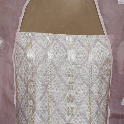 Elegant Pink Silk Linen Suit with Embroidered Dupatta