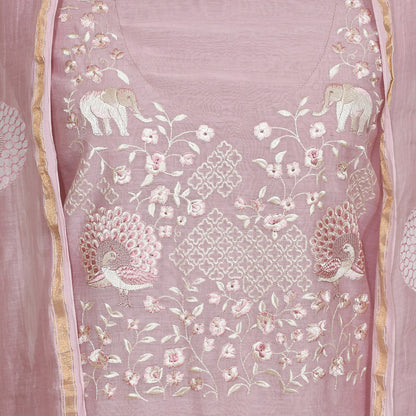 Blush Pink Mul Cotton Suit Set with Embroidery