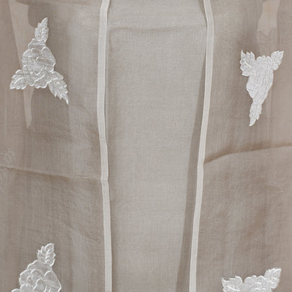 Pink Mul Cotton Unsticthed Suit Organza Applique Dupatta