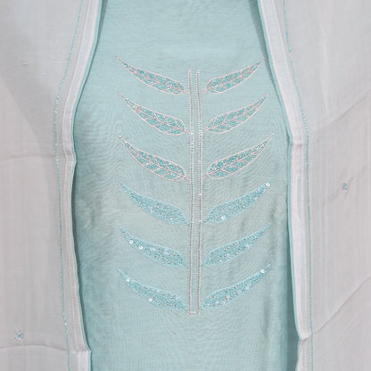 Pastel Blue Unstitched Chanderi Suit with Dupatta