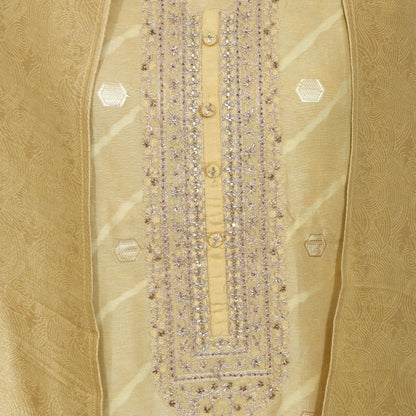 Golden Chanderi Suit with Embroidered Detailing