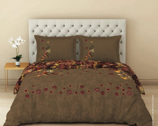 deep brown floral bedsheet set
