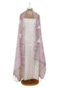 elegant pink silk linen suit with embroidered dupatta