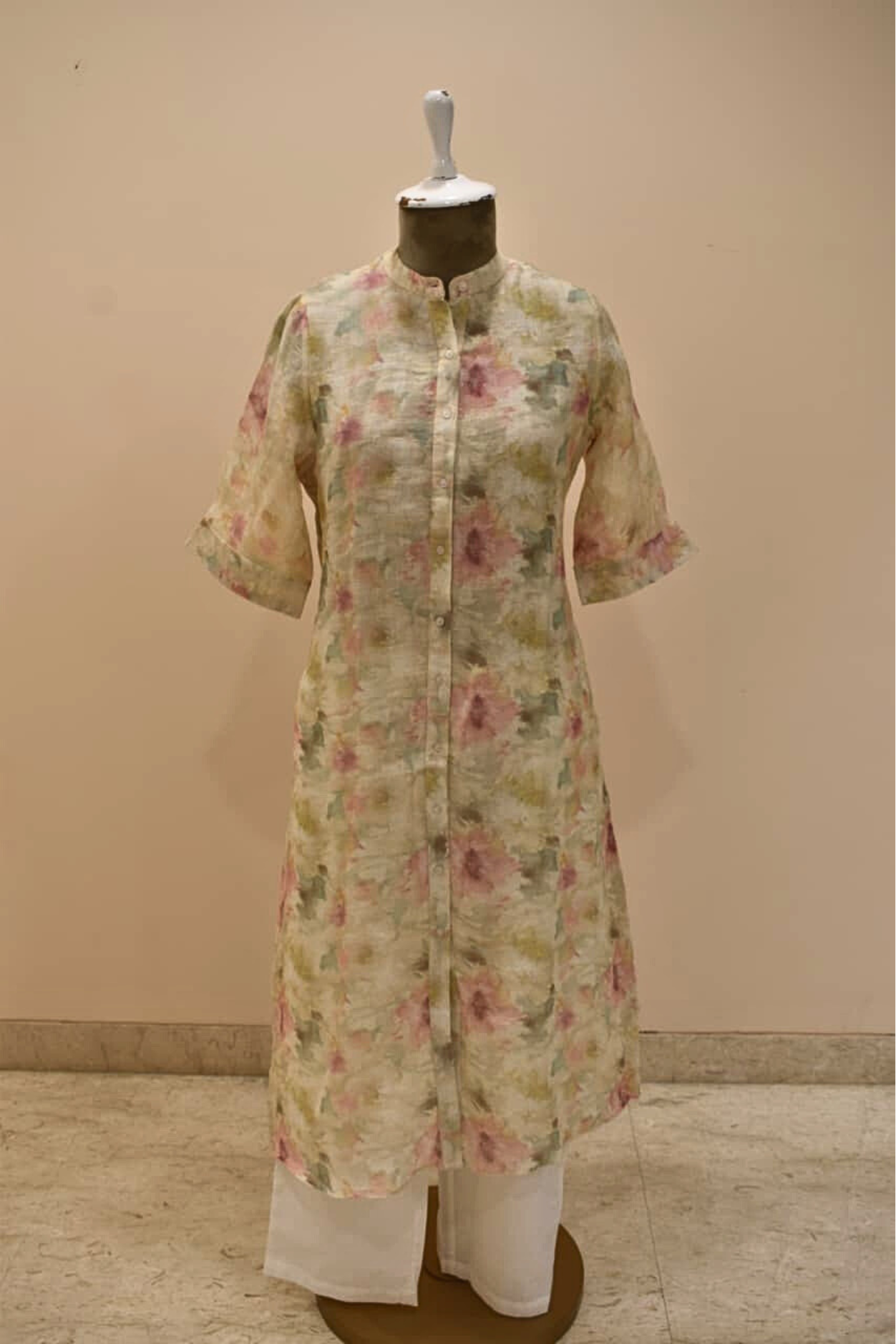 Multicolor Full Sleeve Pure Linen Co-Ord Set