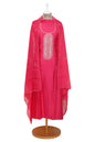 Pink Unstitched Chanderi Silk Suit with Embroidered Dupatta