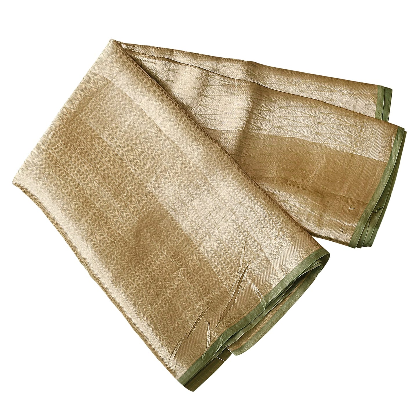 Pista Green Golden Banarasi Saree With Chevron Zari Work