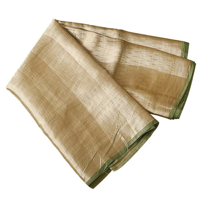 Pista Green Golden Banarasi Saree With Chevron Zari Work