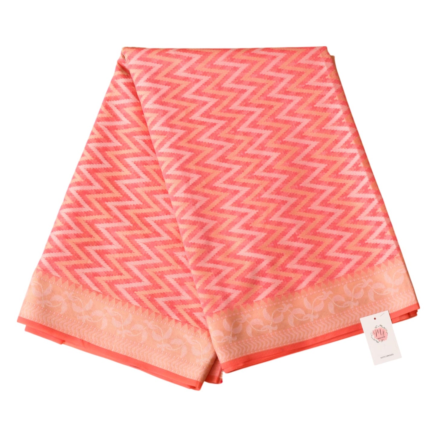 Redish Chevron Digital Print Kota Doria Cotton Saree