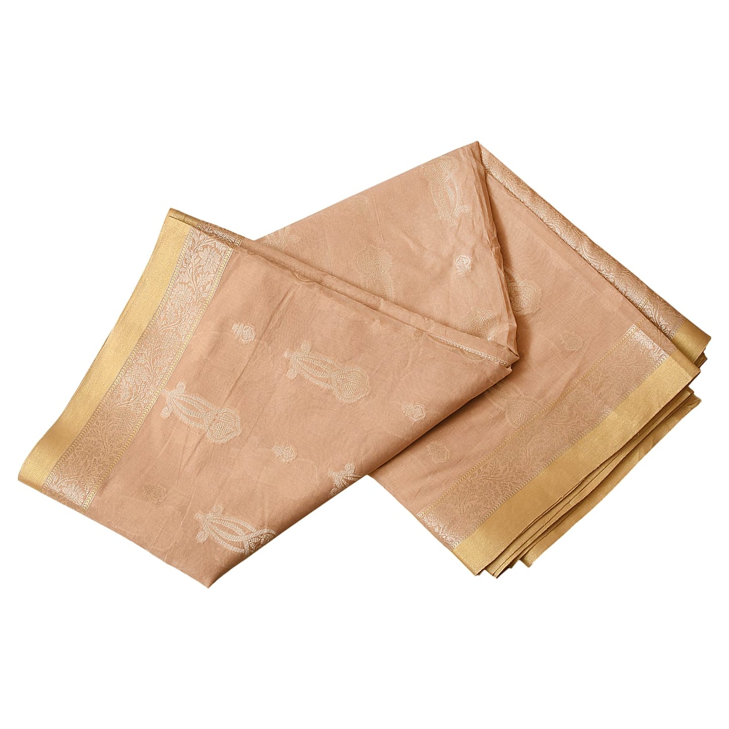 Dark Beige Jacquard Banarasi Cotton Saree