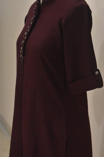 Berry Plum  Cotton Embroidery Co-Ord Set