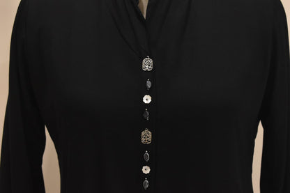 Black Floral Print Cotton Embroidery Co-Ord Set