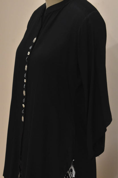 Black Floral Print Cotton Embroidery Co-Ord Set