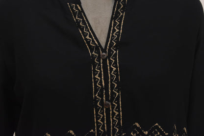 Black Geometric Pattern Cotton Embroidery Co-Ord Set