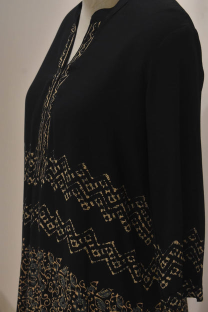 Black Geometric Pattern Cotton Embroidery Co-Ord Set