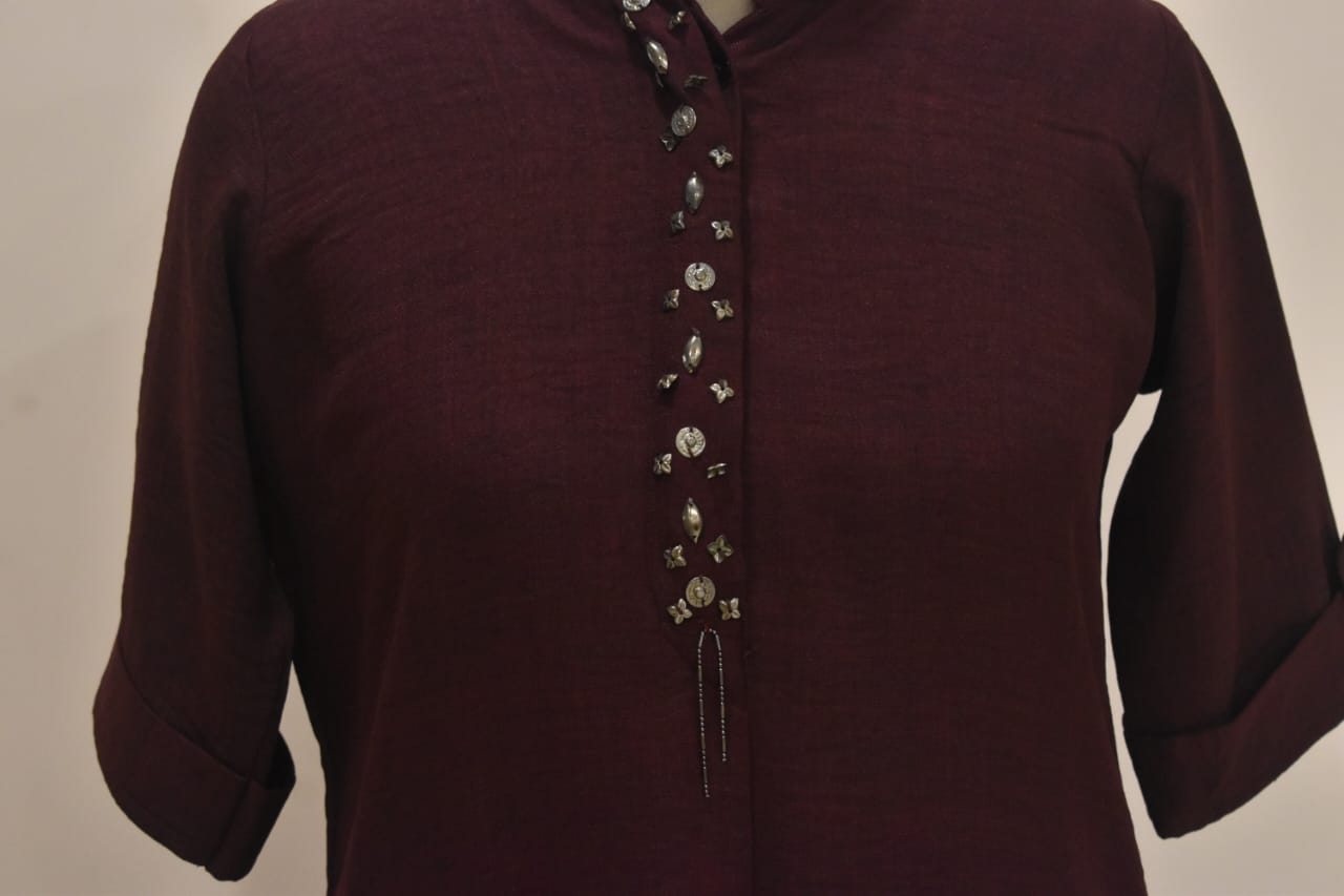 Berry Plum  Cotton Embroidery Co-Ord Set