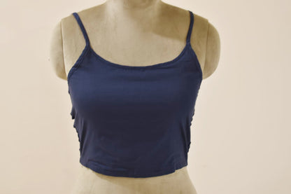 Elegant Navy Blue Embroidery Cotton Jacket With Floral Detailing