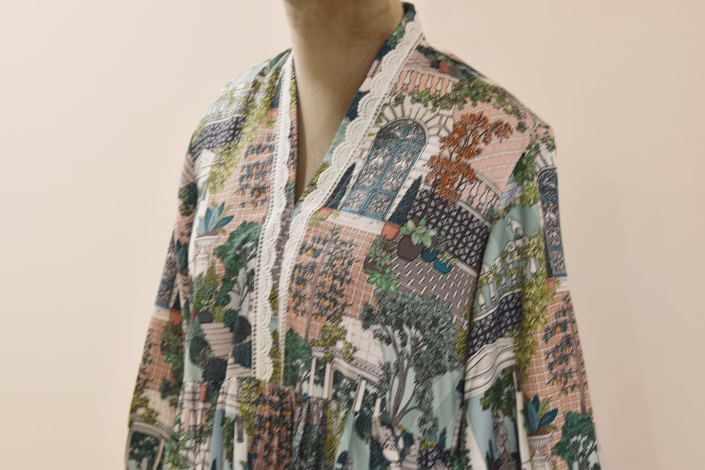 Elegant Multi-Color Printed Cotton Cord Set with Lace Detailing